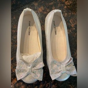 Stuart Weitzman Fannie Jewel Silver Ballet Flats size 13 for girls